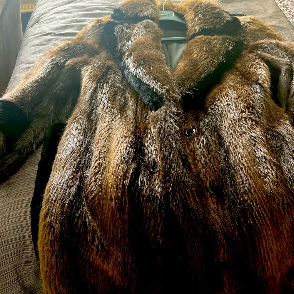 Full length men’s Beaver Coat trimmed in Black mink